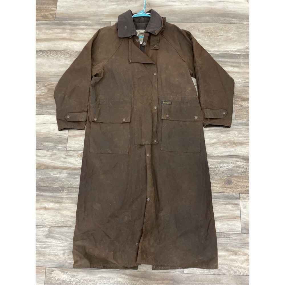 Driza Bone Vintage Stockman Wax Waterproof Riding Brown Long Coat Jacket Mens S
